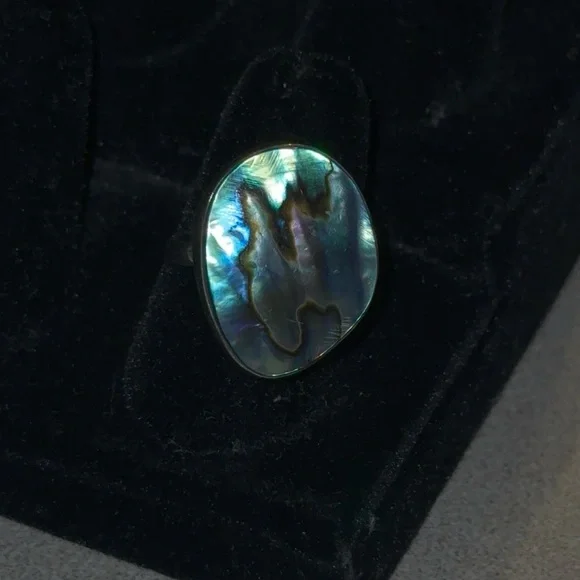 Abalone shell ring sea opal - Picture 2 of 8